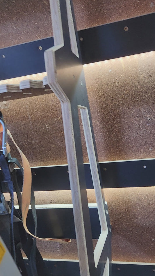 Detail of the loading ramp storage - with integrated tie down storage